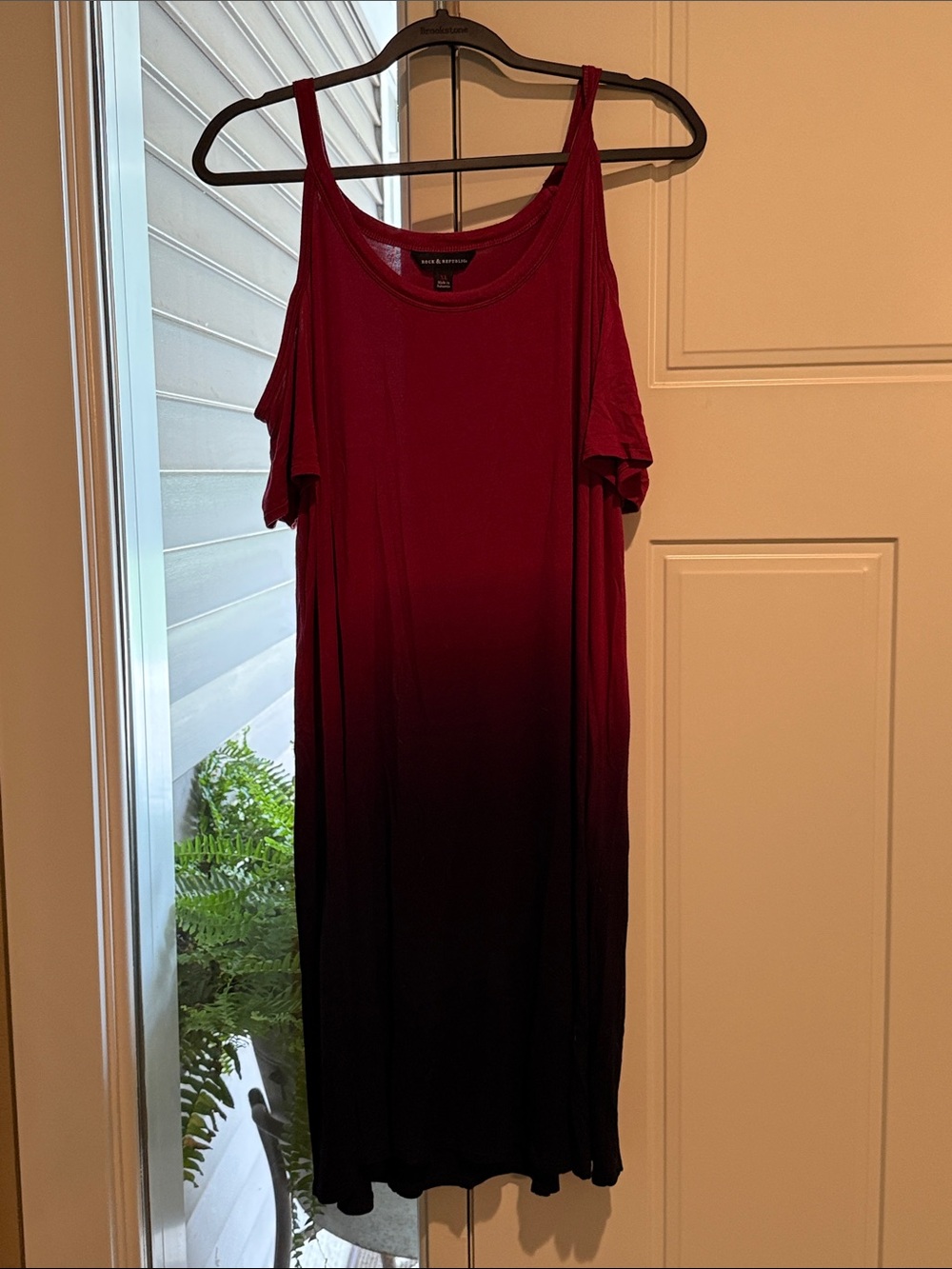 Rock & Republic Burgundy Ombre Cold-Shoulder Midi Dress